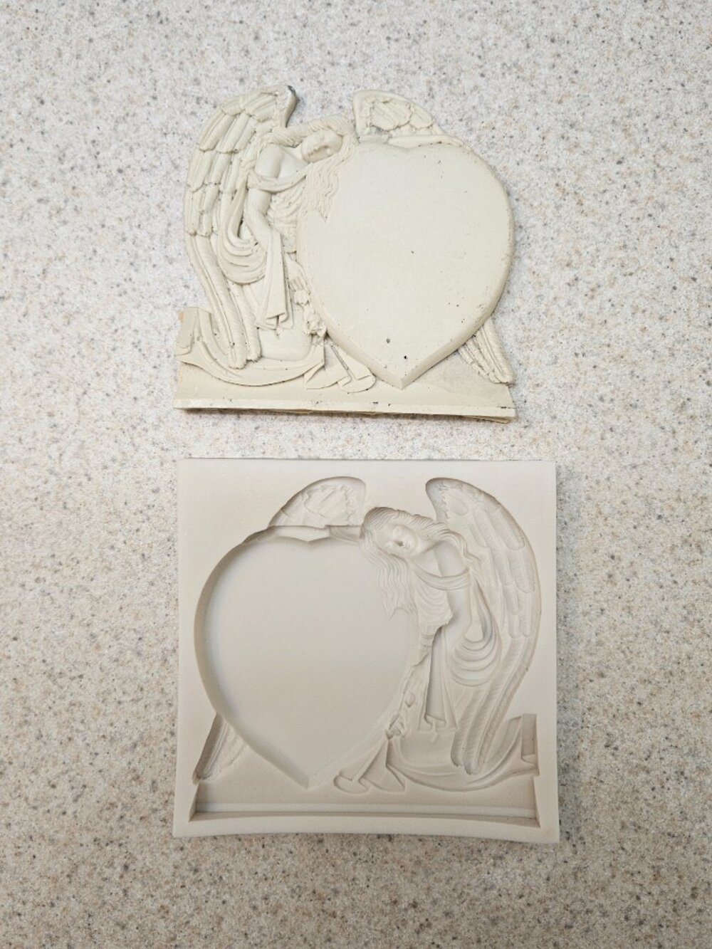 Angel Leaning Over Heart Silicone Mold